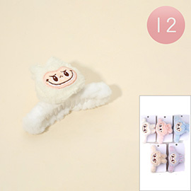 12PCS - Fluffy Monster Bunny Plush Doll Hair Claw Clips