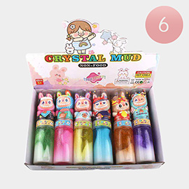 6PCS - Cute Monster Bunny Figure Top Slime Bottle Glitter Crystal Mud Toy