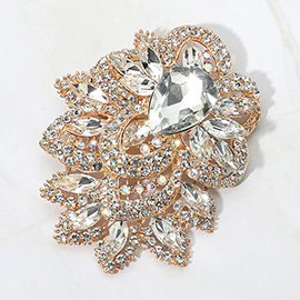 Bold Rhinestone Flower Statement Brooch Pendant