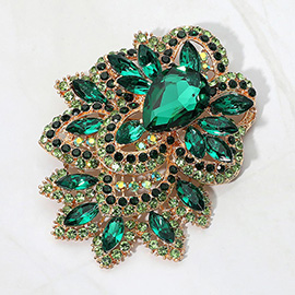 Bold Rhinestone Flower Statement Brooch Pendant