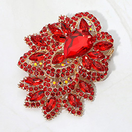 Bold Rhinestone Flower Statement Brooch Pendant