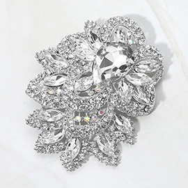 Bold Rhinestone Flower Statement Brooch Pendant