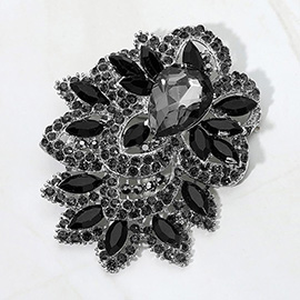 Bold Rhinestone Flower Statement Brooch Pendant