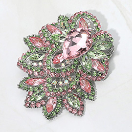 Bold Rhinestone Flower Statement Brooch Pendant