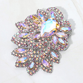Bold Rhinestone Flower Statement Brooch Pendant