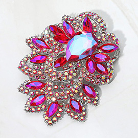 Bold Rhinestone Flower Statement Brooch Pendant