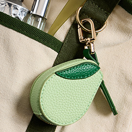 Genuine Leather Avocado Coin Purse Keychain Bag Charm