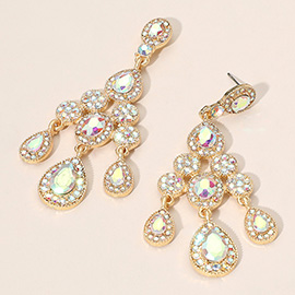 Teardrop Stone Cluster Chandelier Drop Evening Earrings