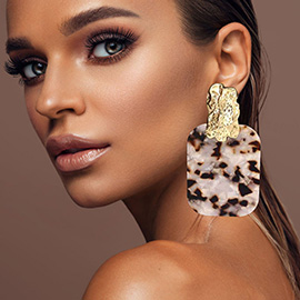 Oversized Patterned Celluloid Acetate Plate Accent Door Knocker Earrings