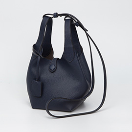 Pebbled Faux Leather Bucket Bag Handbag Crossbody Bag
