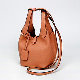 Pebbled Faux Leather Bucket Bag Handbag Crossbody Bag