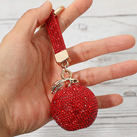 Bling Studded Apple Keychain Bag Charm