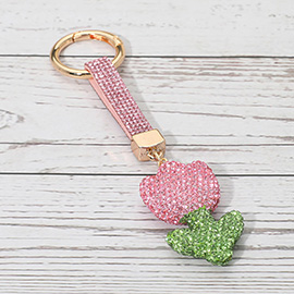 Bling Studded Tulip Keychain Bag Charm