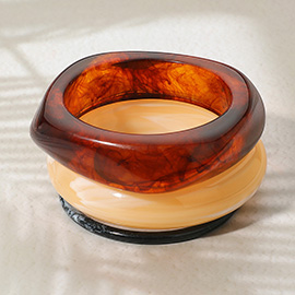 3PCS - Marbled Chunky Resin Stackable Bangle Bracelets