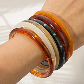 6PCS - Bold Mixed Resin Stackable Bangle Bracelets