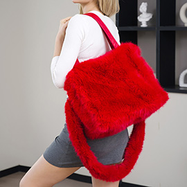 Fluffy Faux Fur Oversized Tote Bag Handbag