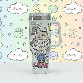 Monster Bunny Character Printed 40oz Stainless Steel Tumbler with Handle
