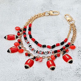 Football Charm Embellished GAME DAY Heishi Beaded Layered Bag Charm