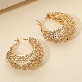 Textured Metal Filigree Hoop Earrings
