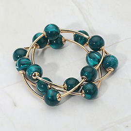 3PCS - Round Ball Wire Beaded Stretch Multi Layered Bracelets