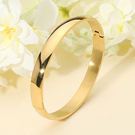 Stainless Steel Classic Polished Hinged Bangle Bracelet