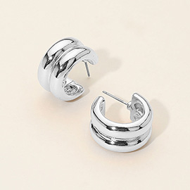 Two Tone Chunky Mini Hoop Earrings