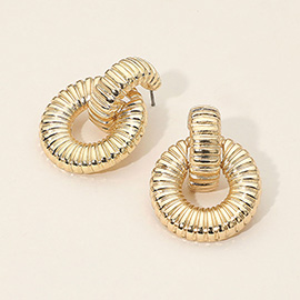 Two Tone Textured Metal Door Knocker Earrings