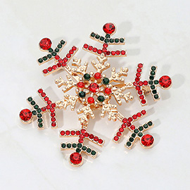 Rhinestone Pave Snowflake Pin Brooch