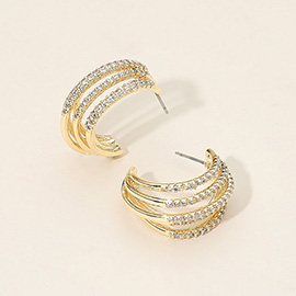 CZ Stone Paved Split Hoop Earrings