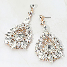 Elegant Marquise Round Stone Cluster Teardrop Evening Earrings