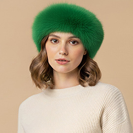 Plush Faux Fur Round Winter Beret Hat