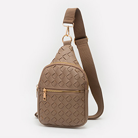 Faux Braided Leather Sling Bag