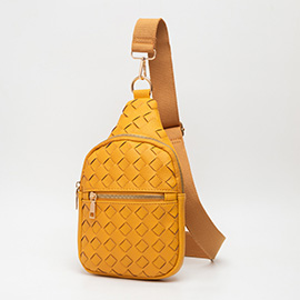 Faux Braided Leather Sling Bag