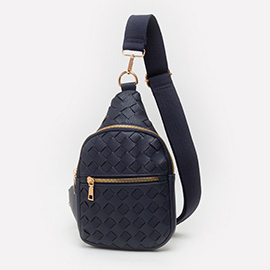 Faux Braided Leather Sling Bag