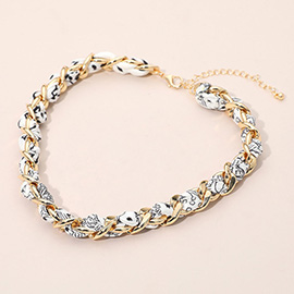 Fabric Scarf Metal Chain Wrap Necklace