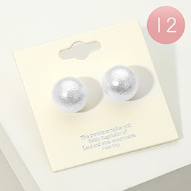 12Pairs - Textured Pearl Stud Earrings