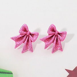 Glitter Bow Stud Earrings