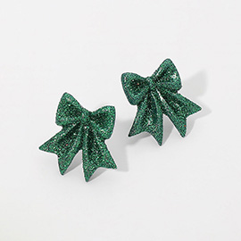 Glitter Bow Stud Earrings