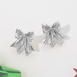 Glitter Bow Stud Earrings