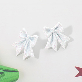 Glitter Bow Stud Earrings