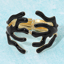 Bold Enamel Coral Hinged Bangle Bracelet