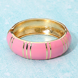 Enamel Striped Dome Hinged Bangle Bracelet