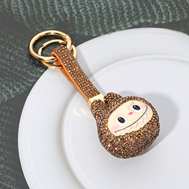 Bling Studded Monster Bunny Face Keychain Bag Charm
