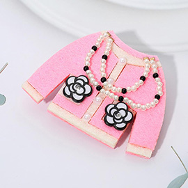 Pearl Necklace Flower Pocket Design Chic Jacket Pin Brooch Hair Clip