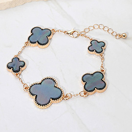 Five Quatrefoil Charm Link Chain Bracelet