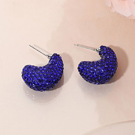 Bling Studded Small Chunky Teardrop Hoop Earrings