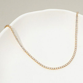18K Gold Dipped Elegant Tennis Chain Necklace