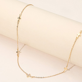 Cross Charm Station Necklace