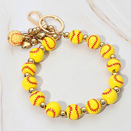 Softball Beaded Keychain Bracelet