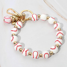 Baseball Beaded Keychain Bracelet
